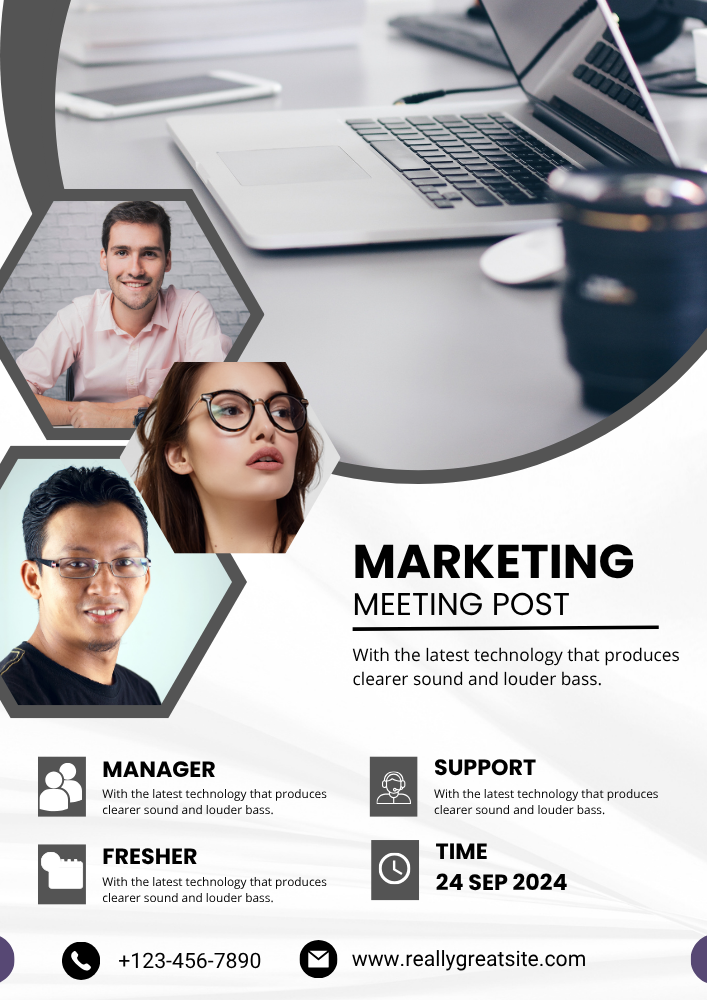 Black & white marketing meeting a4 flyer