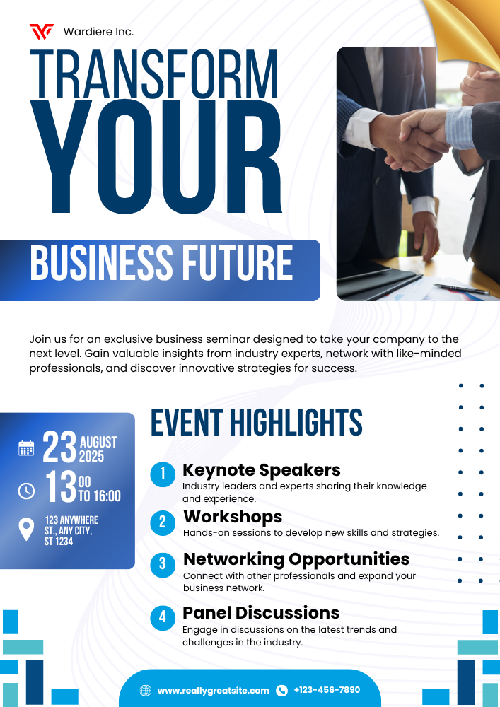 Blue and White Creative Professional Event Flyer