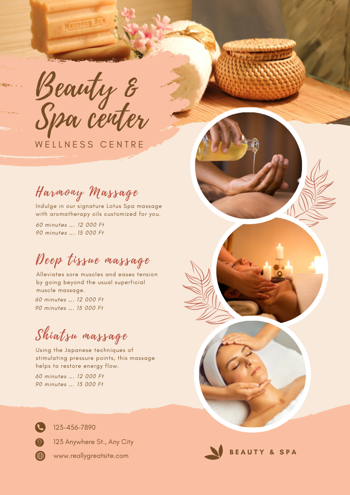 Pink and Maroon Spa Calming Beauty & Spa Flyer